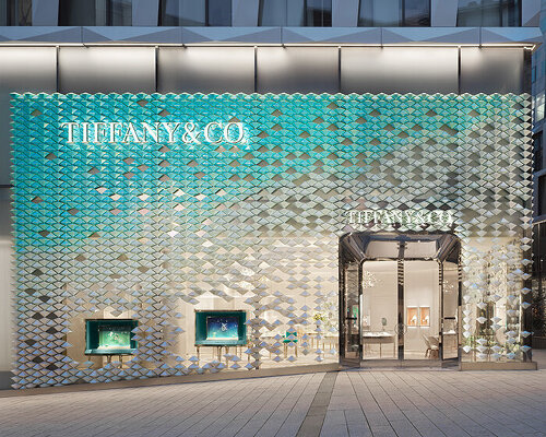 MVRDV drapes tiffany & co. stuttgart in facade of iridescent ceramic diamonds