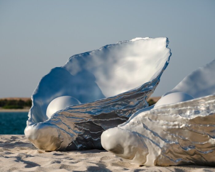 farah al qasimi's iridescent oyster sculptures chant hums of longing along abu dhabi corniche