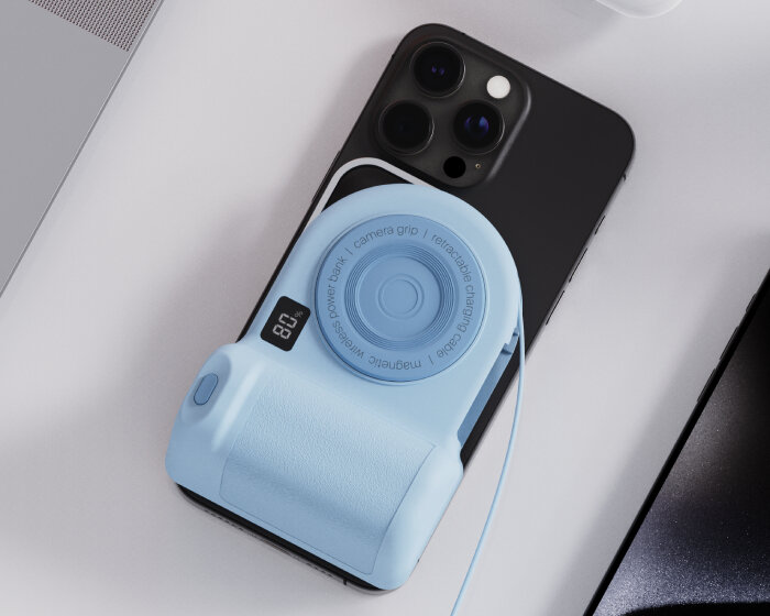 belkin creates magnetic power bank in the shape of disposable camera with shutter button