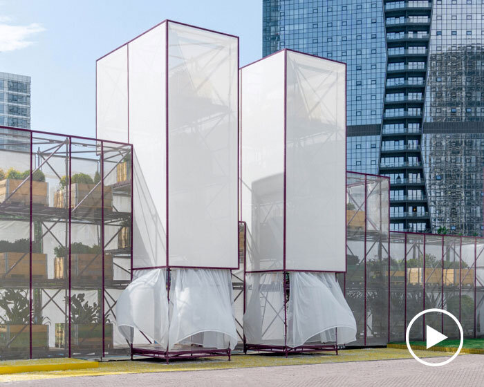 BARN arch.'s temporary scaffolding installation forms modular vertical garden in istanbul