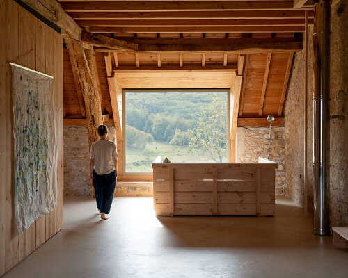 LVArchitectes and erwan bouroullec revive brick barn anchored in burgundy's landscape