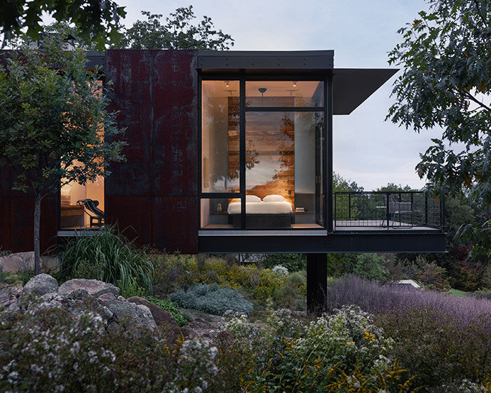 corten steel house by olson kundig architects overlooks viginia's blue ridge mountains