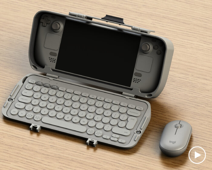 portable 3D printed case for steam deck turns the handheld gaming device into work laptop