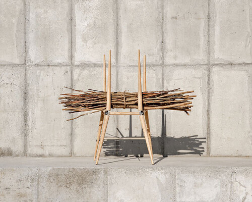 white oak angular chair by sukchulmok reinterprets korean jige carrying tool