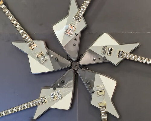 world’s first color-changing electric guitars use e-ink displays to switch their styles and hues