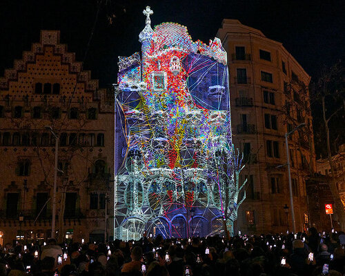 quayola reimagines gaudi’s casa batlló facade with swaying digital arboreal forms