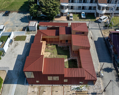 1110 office designs 'necklace house' like a string of beads around a garden in japan