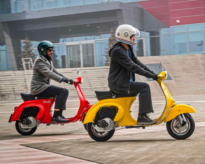 retrokit converts gas-powered vespa into modern electric scooter with three riding modes