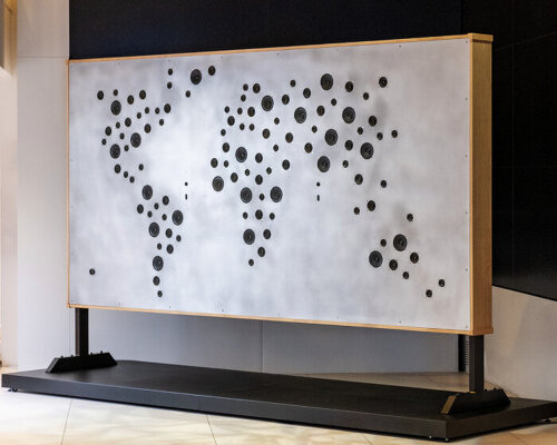 yuri suzuki installs world map with speakers that play ambient sounds at google’s paris office